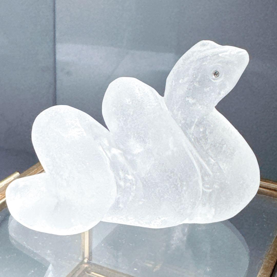 ホワイトスネークダイヤモンド入り手彫り水晶白蛇水晶NO 25-1177