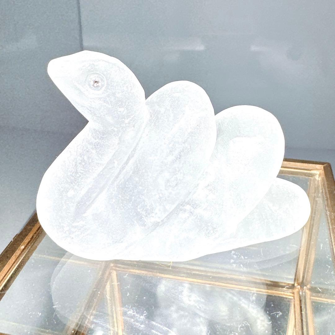 ホワイトスネークダイヤモンド入り手彫り水晶白蛇水晶NO 25-1177