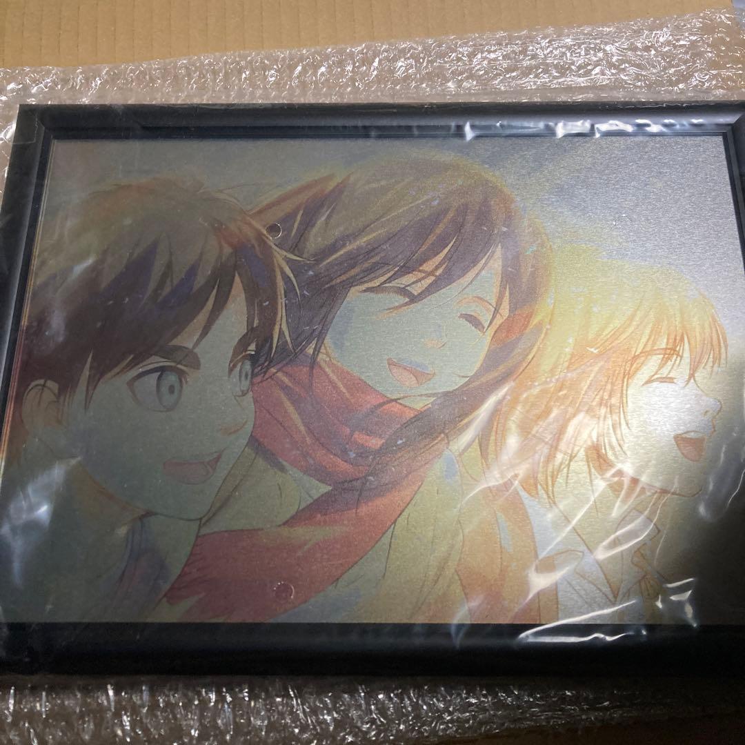 進撃の巨人　メタルアート　エレン　ミカサ　アルミン　FANITEM 額縁
