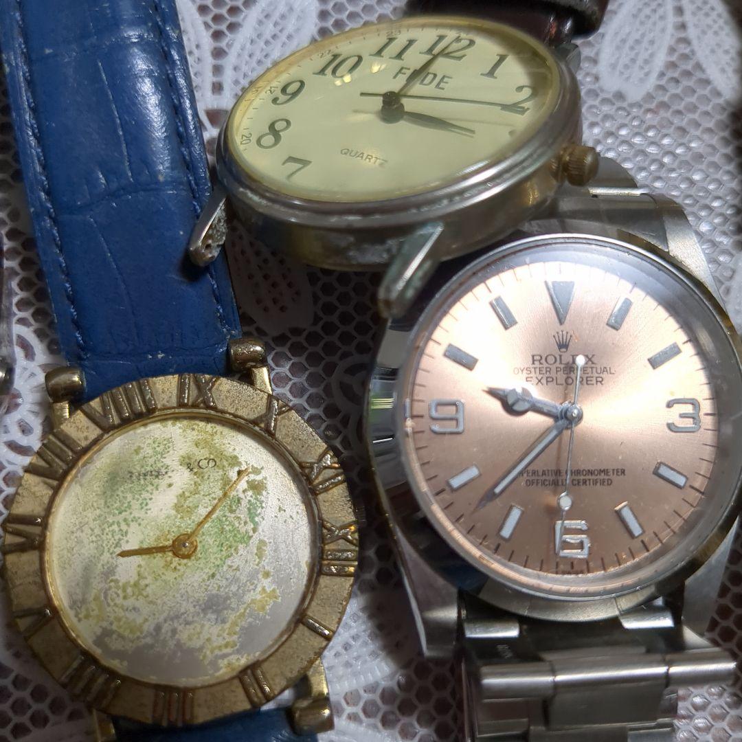 ティファニィグッチローレクスその他保管品不動品電池切れケースベルト皮ベルト未使用