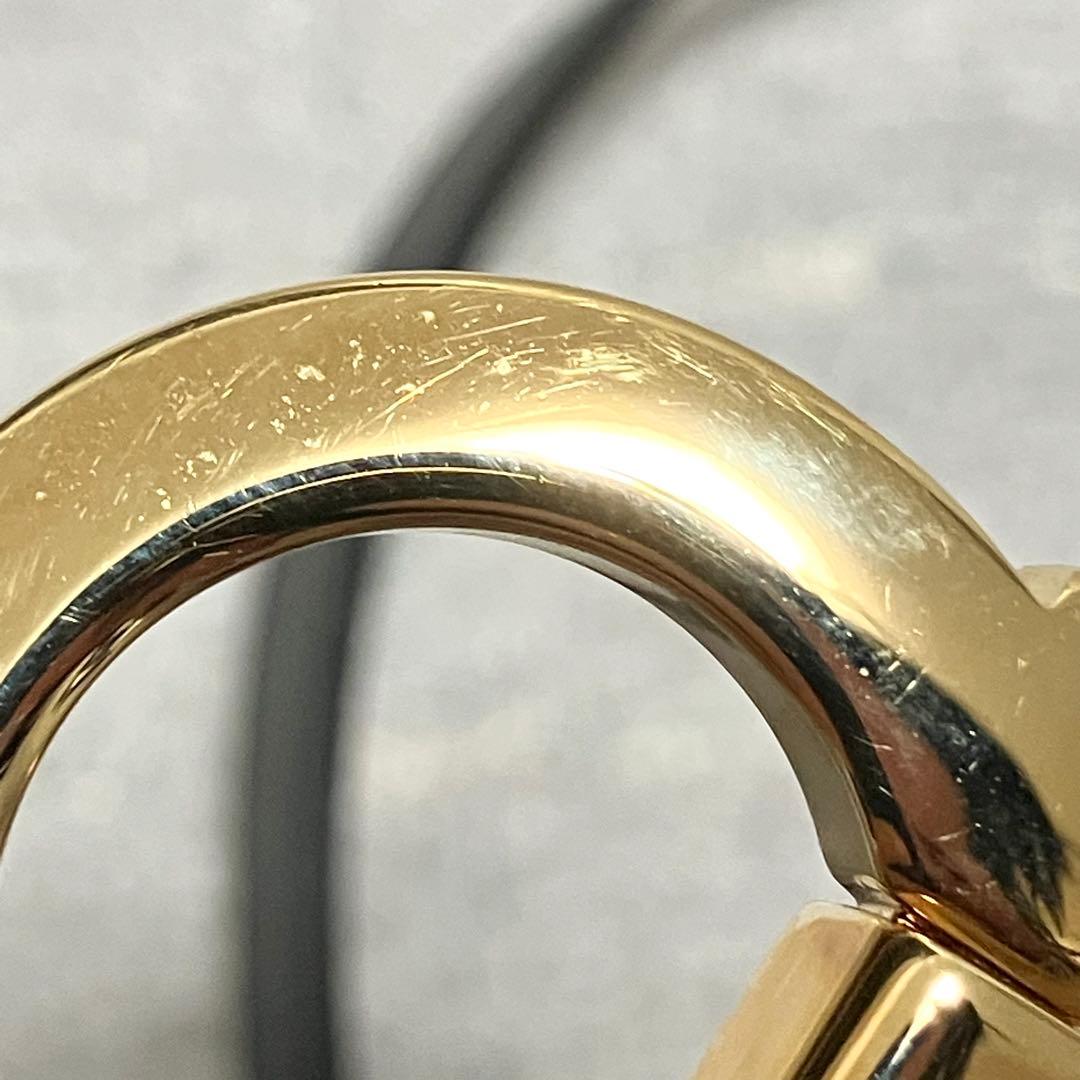 フェラガモ［ガンチーニ］ベルト　ゴールド金具　デカロゴ　レザー　レディース