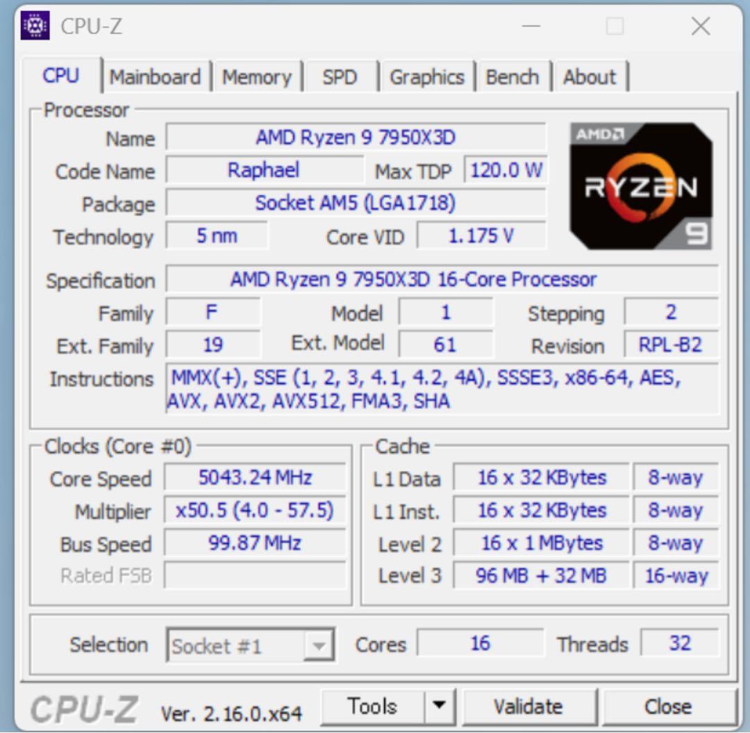 【動作品】 Ryzen 9 7950X3D