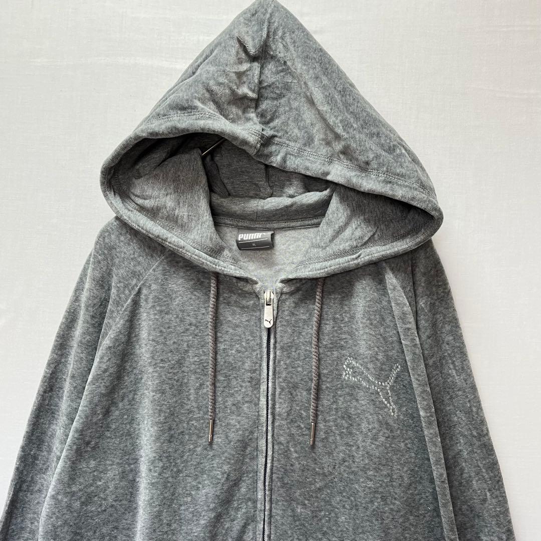 【PUMA】 ベロア ジャージ フード 上下 セットアップ ロゴ スポーツ