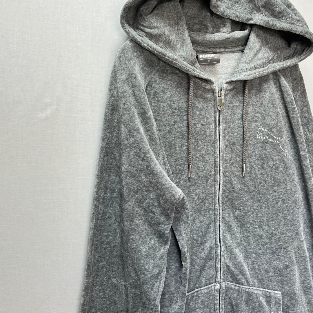 【PUMA】 ベロア ジャージ フード 上下 セットアップ ロゴ スポーツ