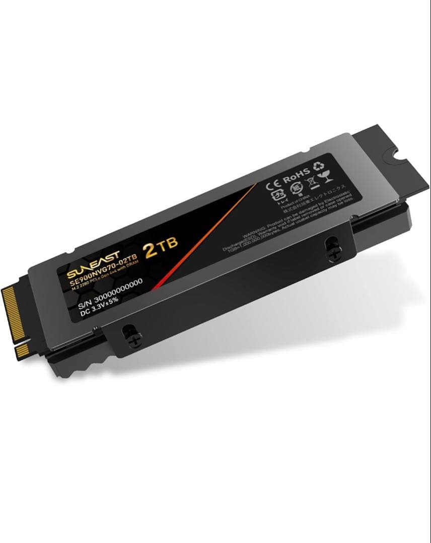 SUNEAST 2TB M.2 PS5対応 内蔵型SSDヒートシンクPS5対応