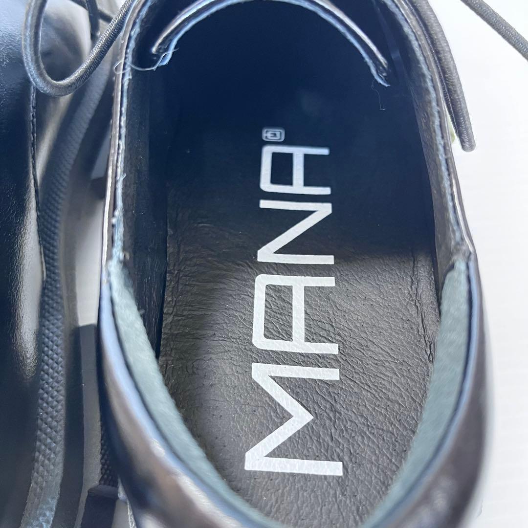 未使用級✨ マナ MANA 厚底レースアップシューズ　黒 25cm