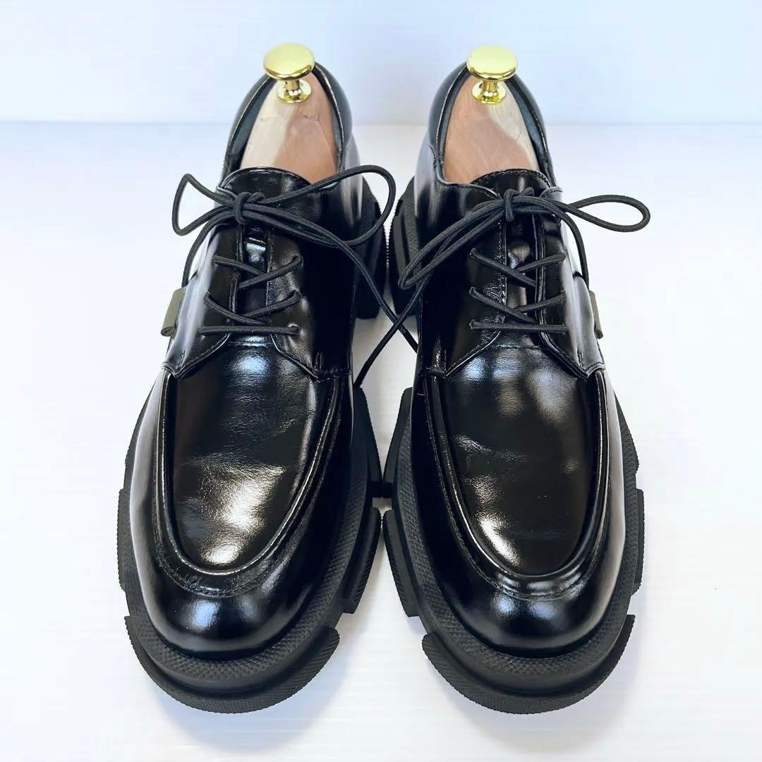 未使用級✨ マナ MANA 厚底レースアップシューズ　黒 25cm