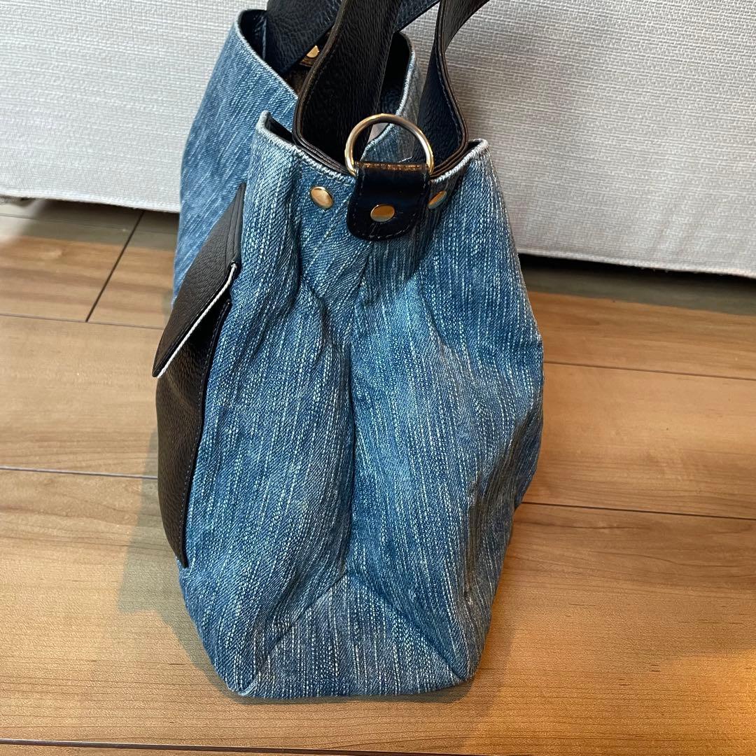 極美品　アタオ　エルヴィ　ハンドバッグ　ショルダーバッグ　デニム