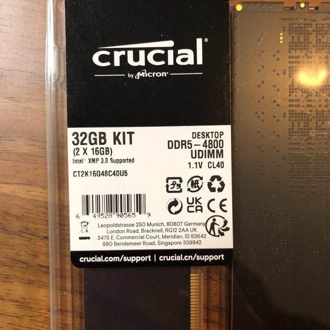 クルーシャル デスクトップ用メモリ 16GBX2枚 DDR5-4800
