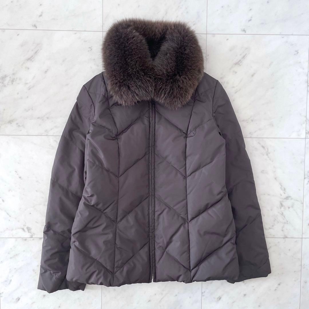 23区 ショートダウンジャケット ブラウン フォックスファー