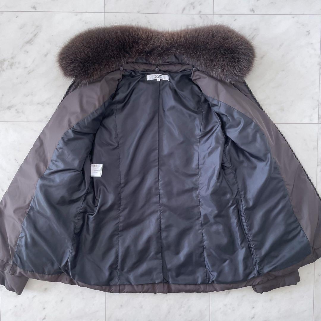 23区 ショートダウンジャケット ブラウン フォックスファー