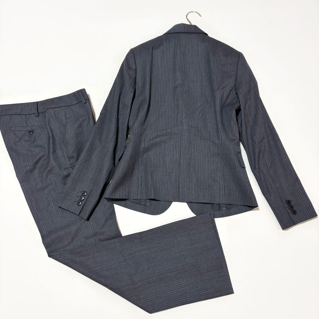 新品✨️スーツカンパニー　セットアップ　ストライプグレー　Lサイズ ウォッシャブル