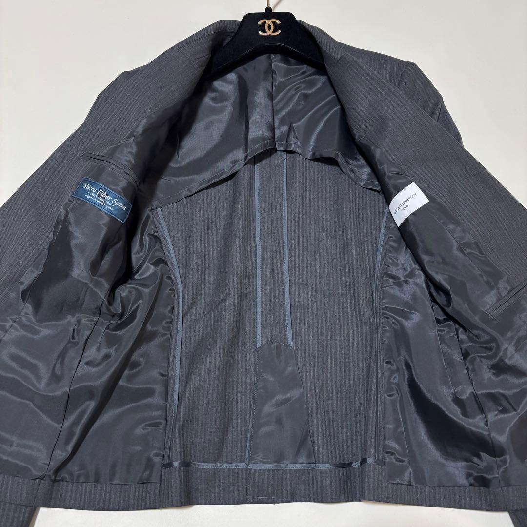 新品✨️スーツカンパニー　セットアップ　ストライプグレー　Lサイズ ウォッシャブル