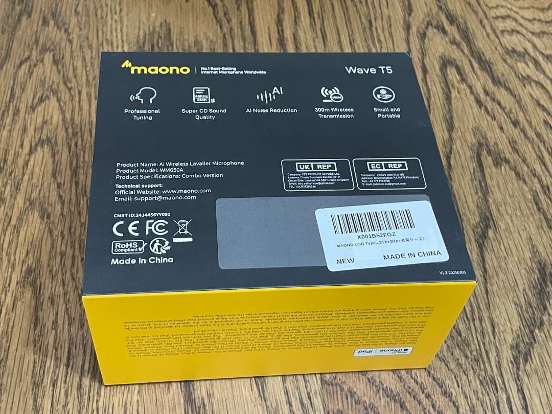 【定価21000円】MAONO ピンマイク-ワイヤレスマイク 充電ケース T5