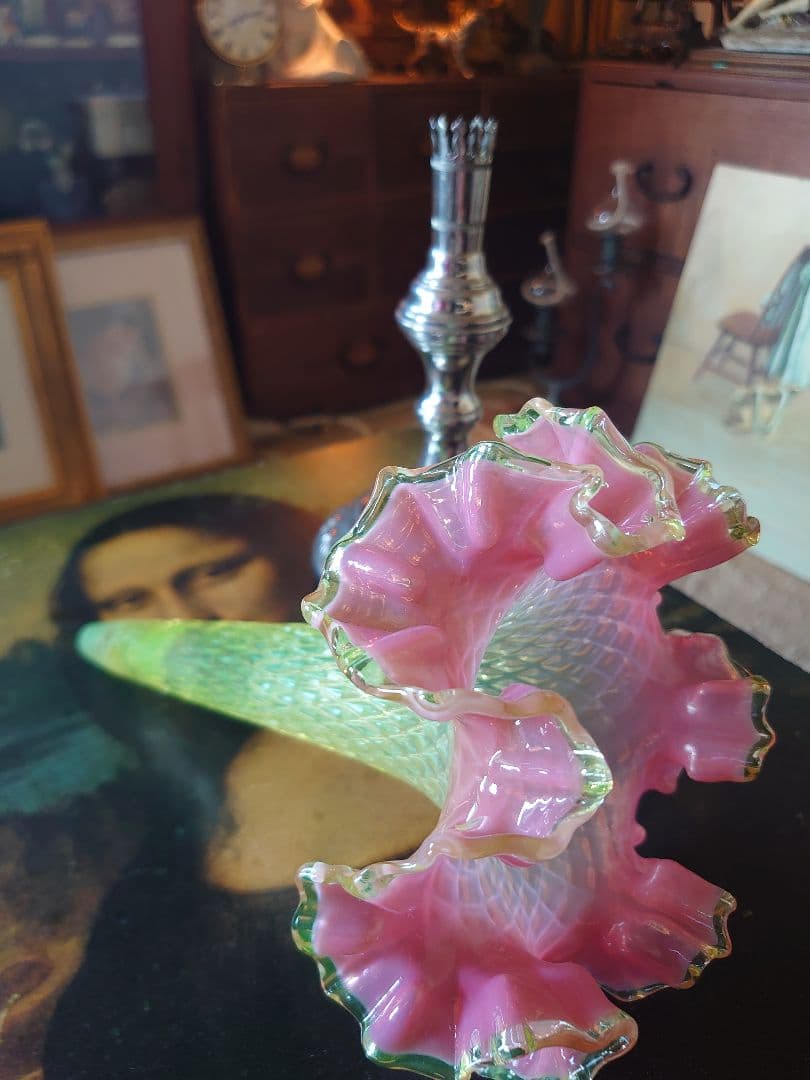 「売約済」フランス1890s'ヴィクトリアンクランベリー ヴァセリンSP花器