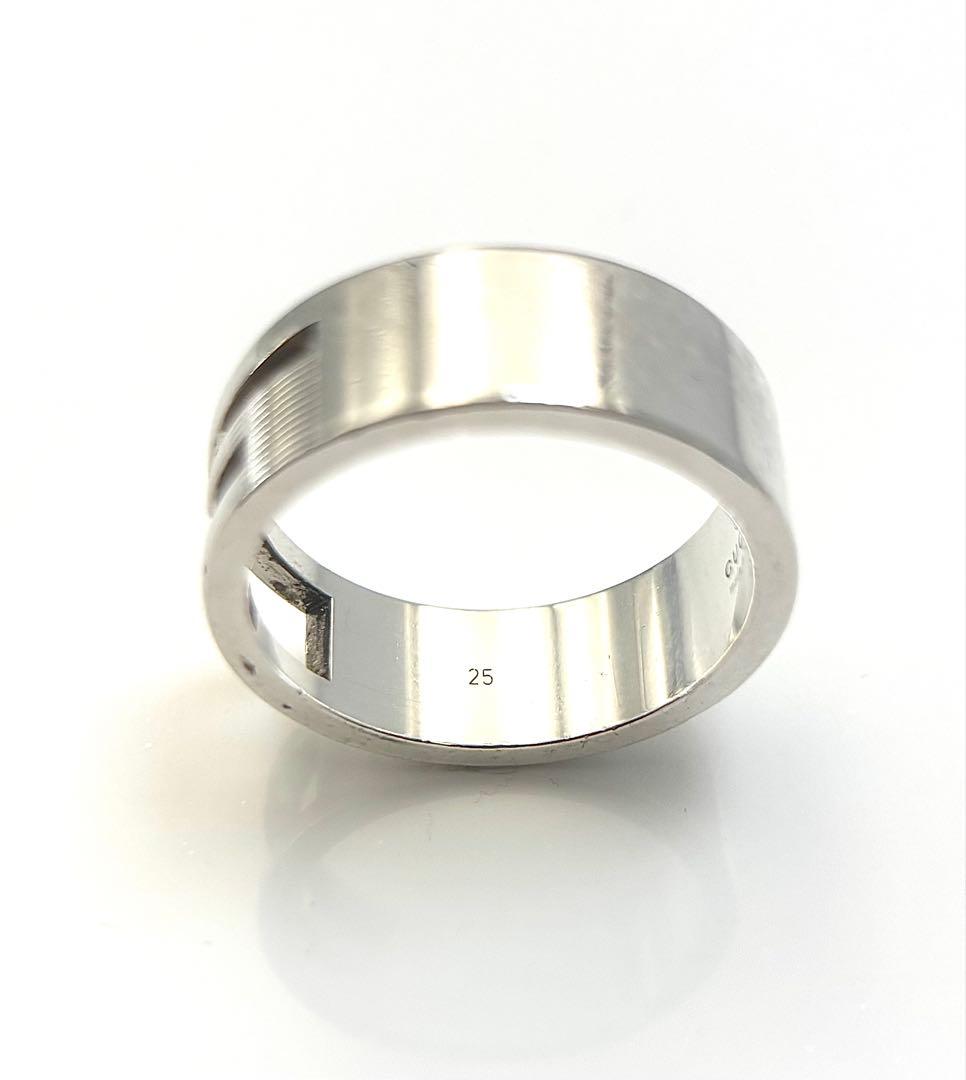 グッチ GUCCI シルバー925製 ブランデッド カットアウト Gリング 25