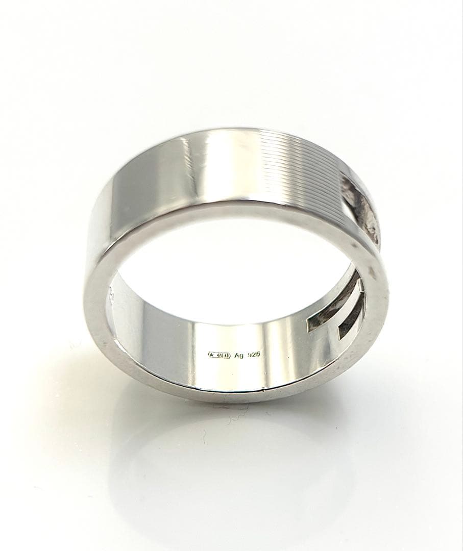 グッチ GUCCI シルバー925製 ブランデッド カットアウト Gリング 25