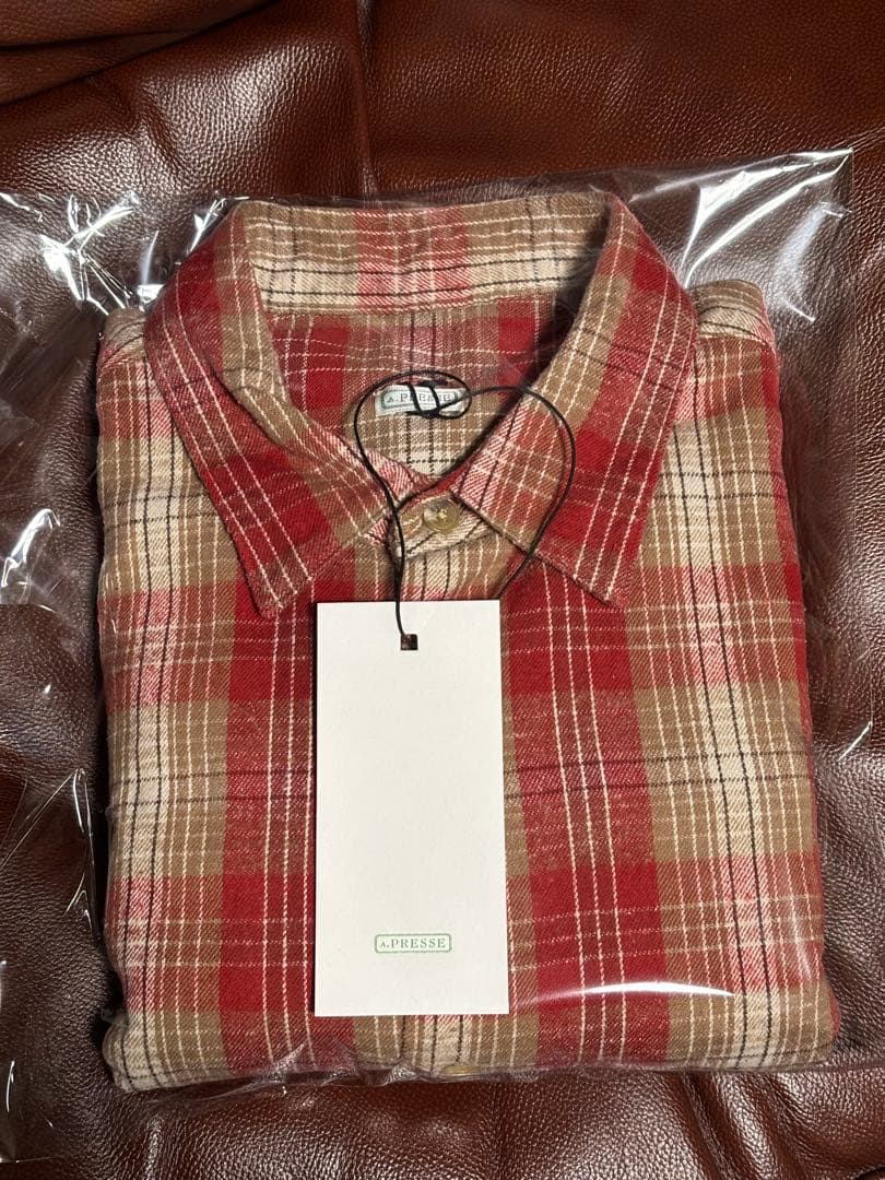 【サイズ1】新品 A.PRESSE ネルシャツ シルク レッド