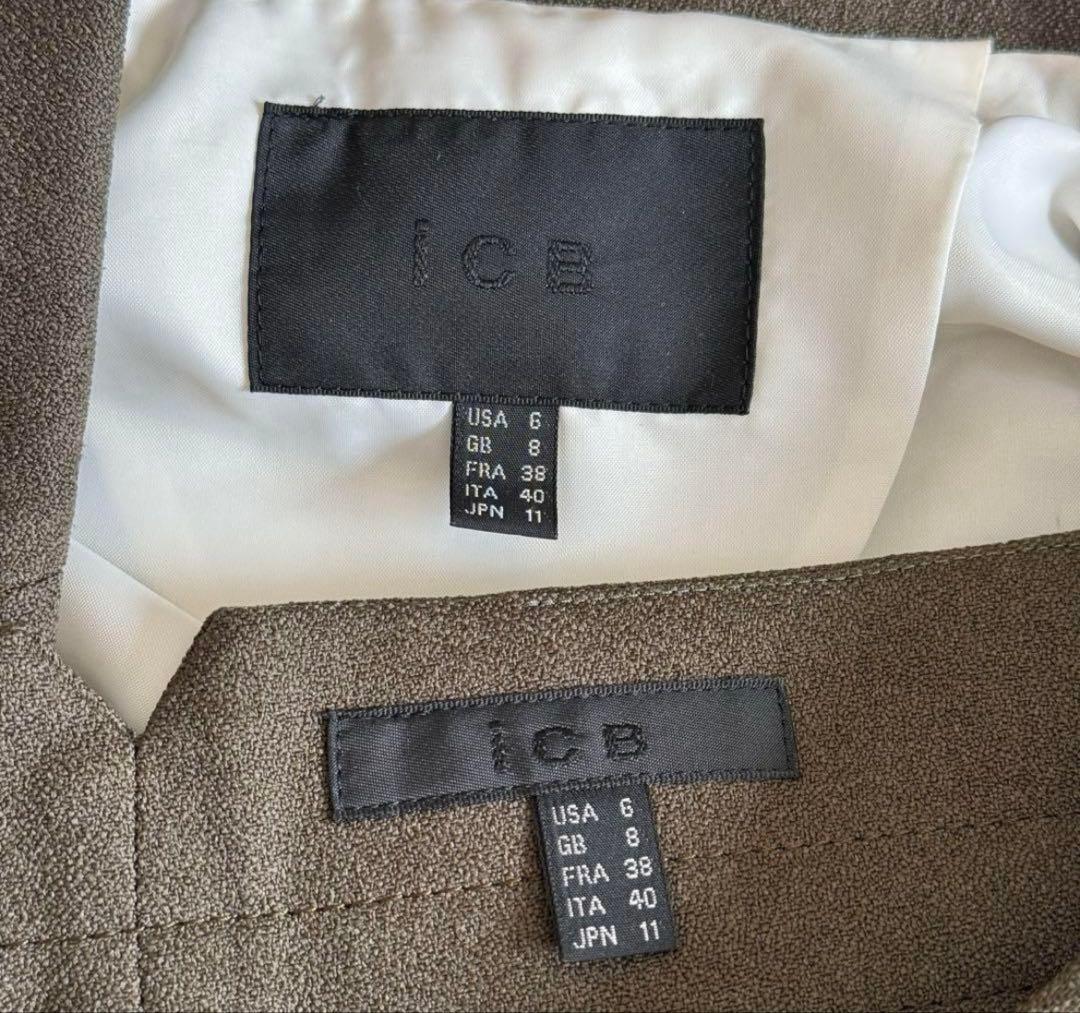 美品　ICB　Warm ette　スーツセットアップ　カーキ　L