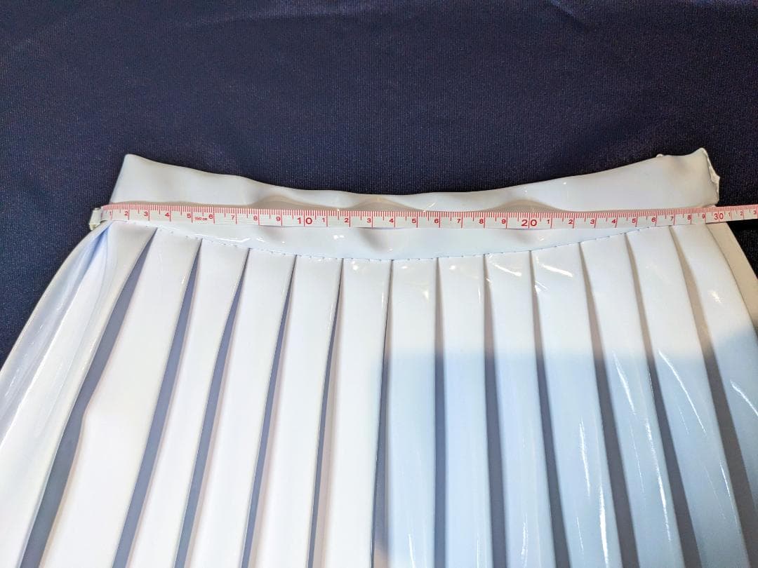 櫻 エナメルプリーツスコート ホワイト 白 丈30 30ひだ 2506