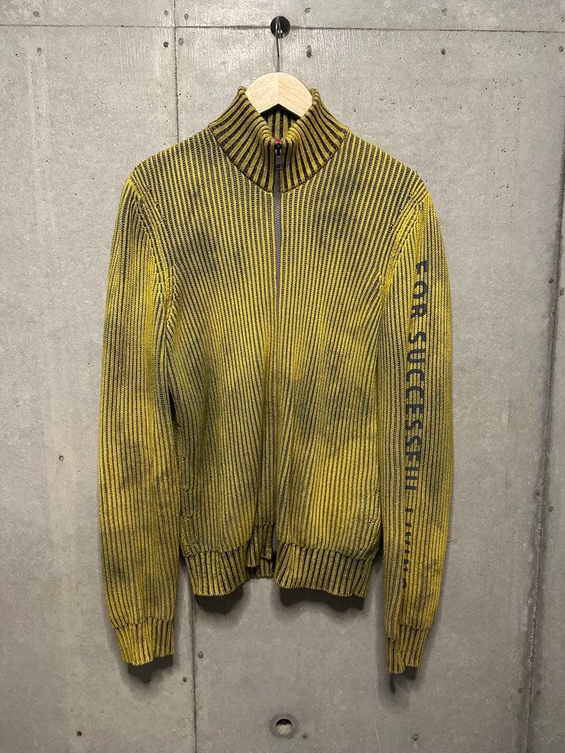 紫*様 DIESEL ストライプ ジップアップニット