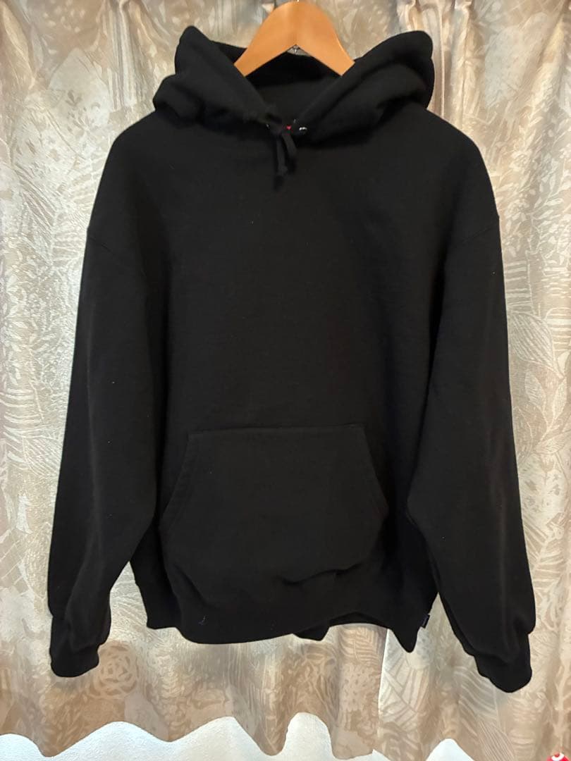 Supreme サテン アップリケ フーディ パーカー M ブラック