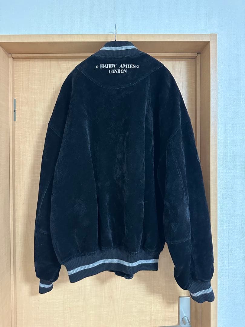 希少】ハーディエイミス 刺繍 スタジャン 黒 L相当 日本製 ベロア調 90s