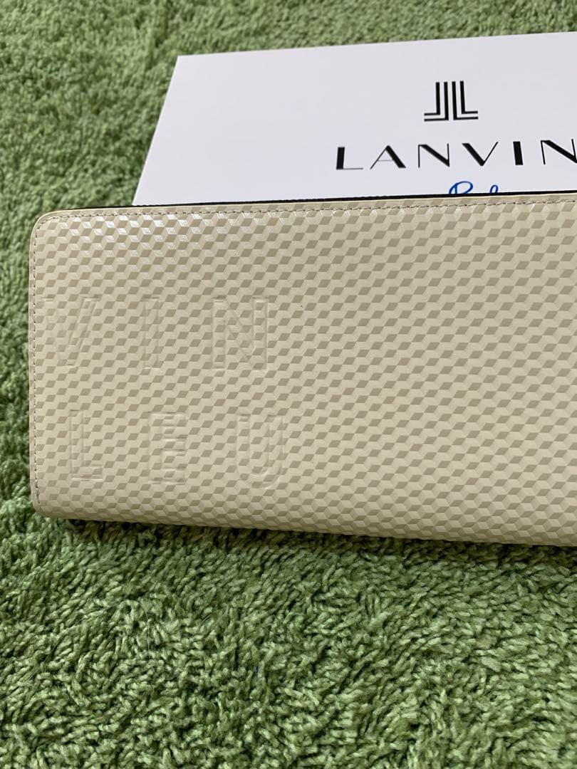 新品 23100円円 ランバン オン ブルー長財布 牛革 レザー アイボリー