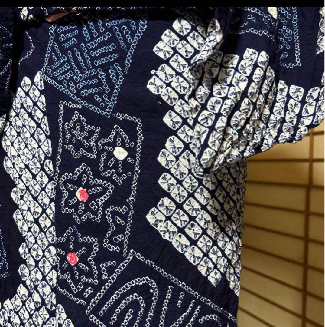 有松鳴海絞り浴衣フルセット4点　美品高級浴衣＋夏正絹帯＋夏正絹帯締め＋夏帯揚げ