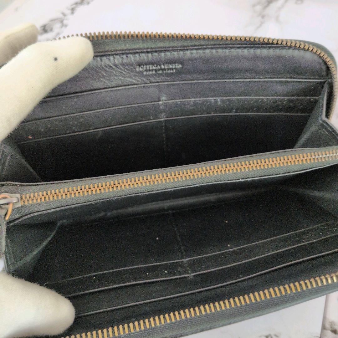 【極美品】ボッテガヴェネタ☆イントレチャート　ラウンドジップ　長財布　ブラック