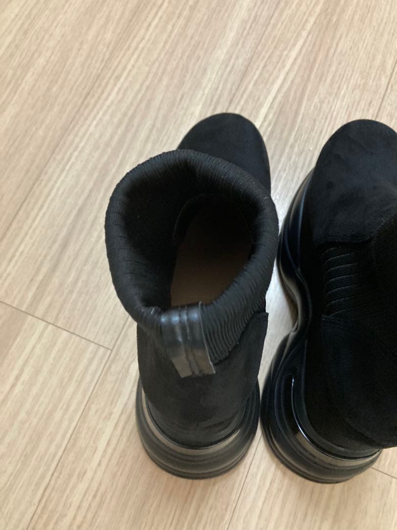 ミシェルマカロン ソックスライク厚底ブーツ ブラック Sサイズ