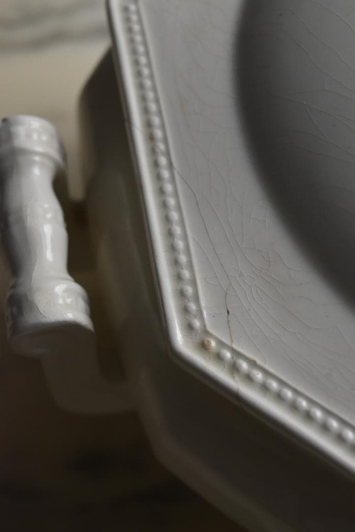 訳有　クレイユモントロー　オクトゴナル　スーピエ　印有　フランスアンティーク金継