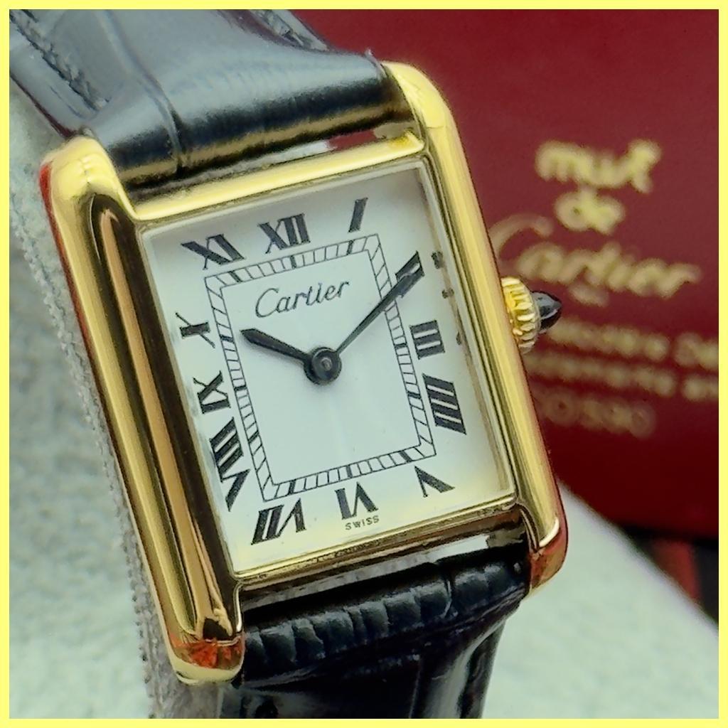 外装新品仕様 カルティエ ヴェルメイユ プレマストタンクSM 手巻時計 A411