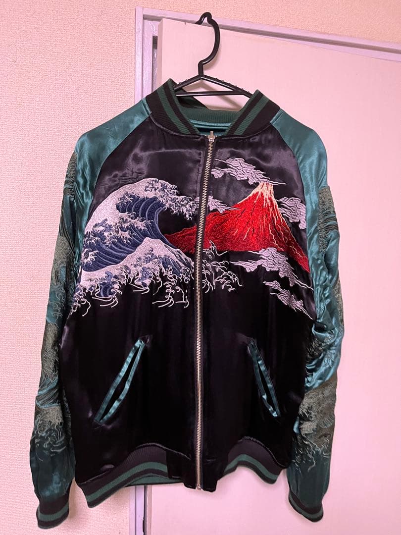 も*く様 クジラと富士山刺繍 スカジャン