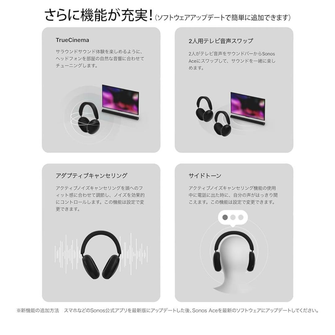 【美品】Sonos Ace ワイヤレスヘッドホン ブラック