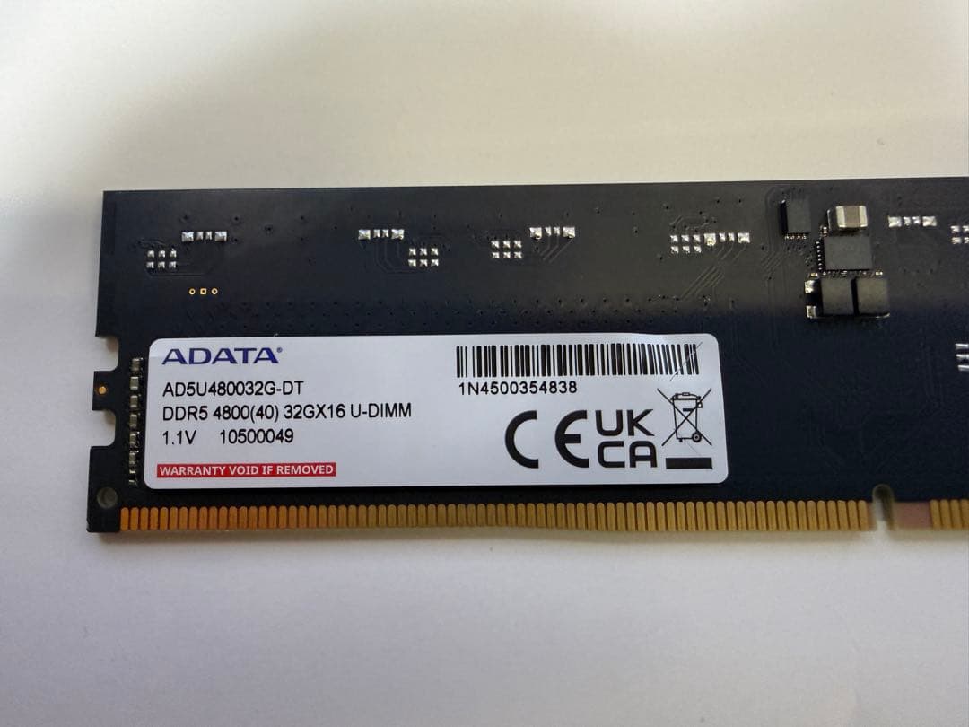 (動作確認済み) DDR5-4800 32GB 1枚 UDIMM