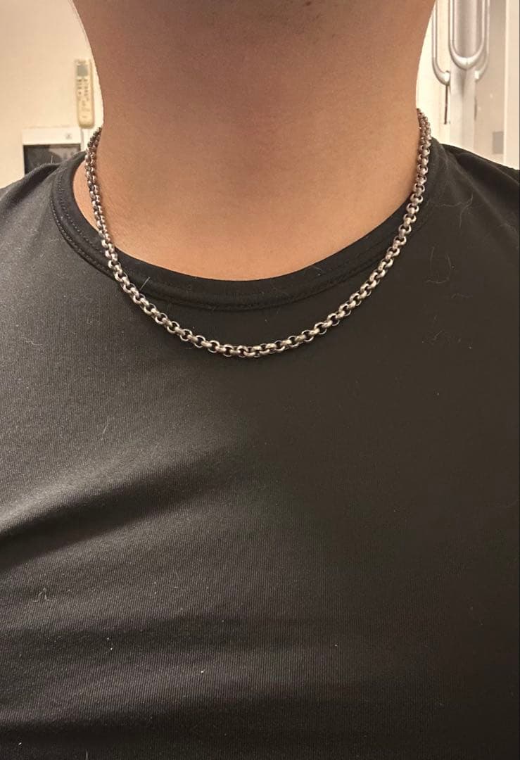 シルバー925ネックレス ロールチェーン幅約4.5mm長さ約47cm