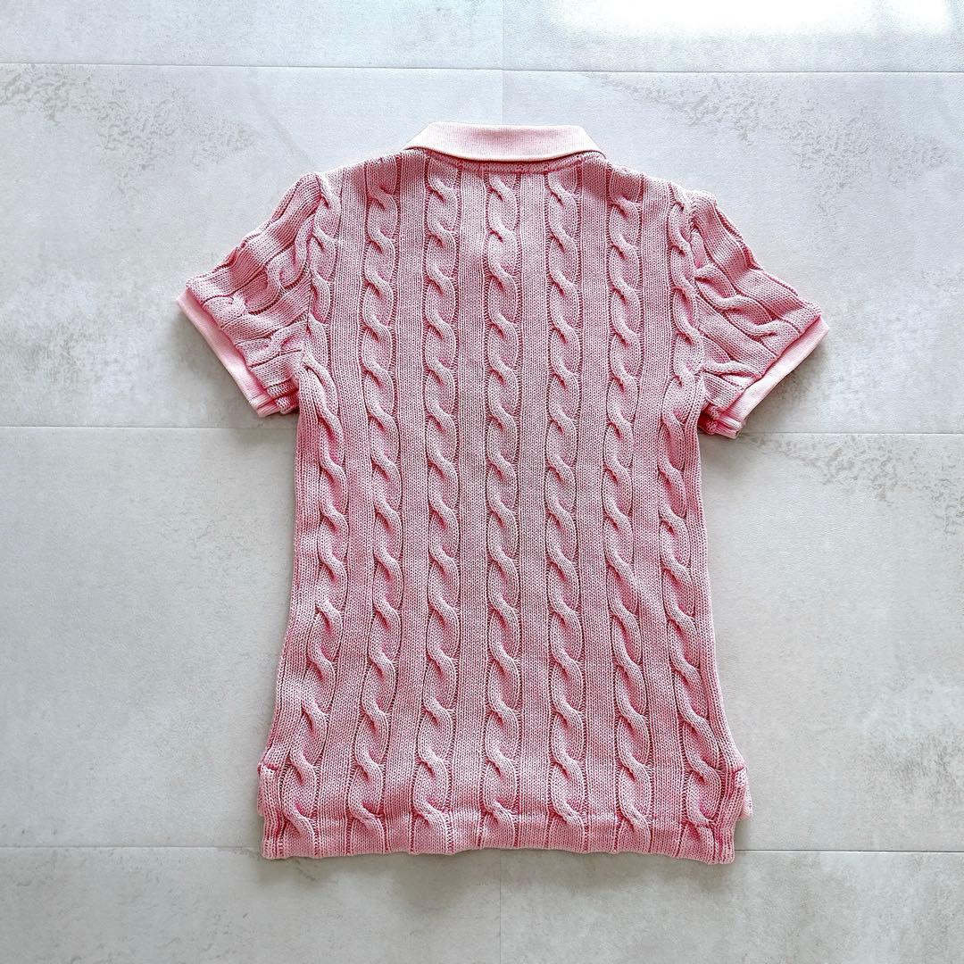 現行✨人気　ポロラルフローレンケーブルニットポロシャツピンクポニー刺繍希少サイズ