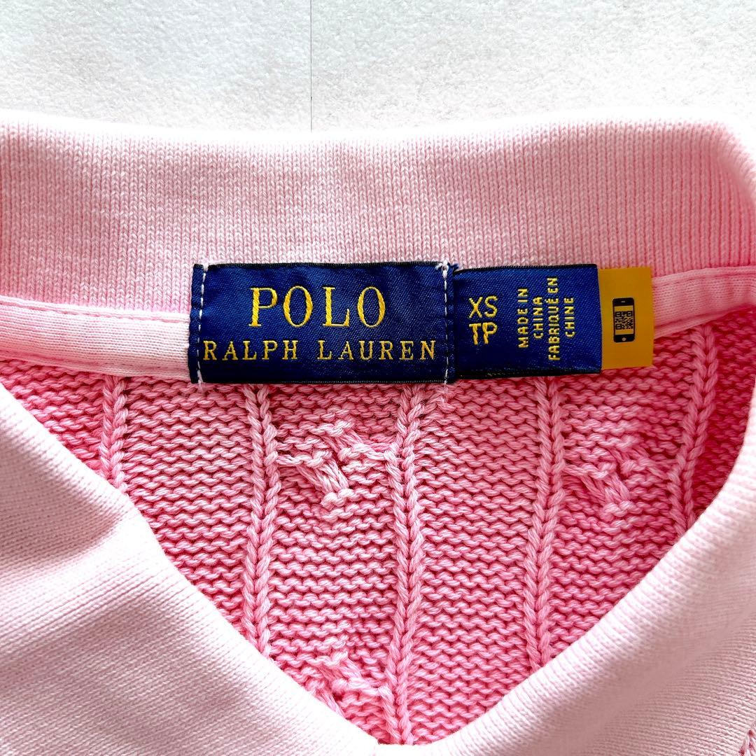 現行✨人気　ポロラルフローレンケーブルニットポロシャツピンクポニー刺繍希少サイズ