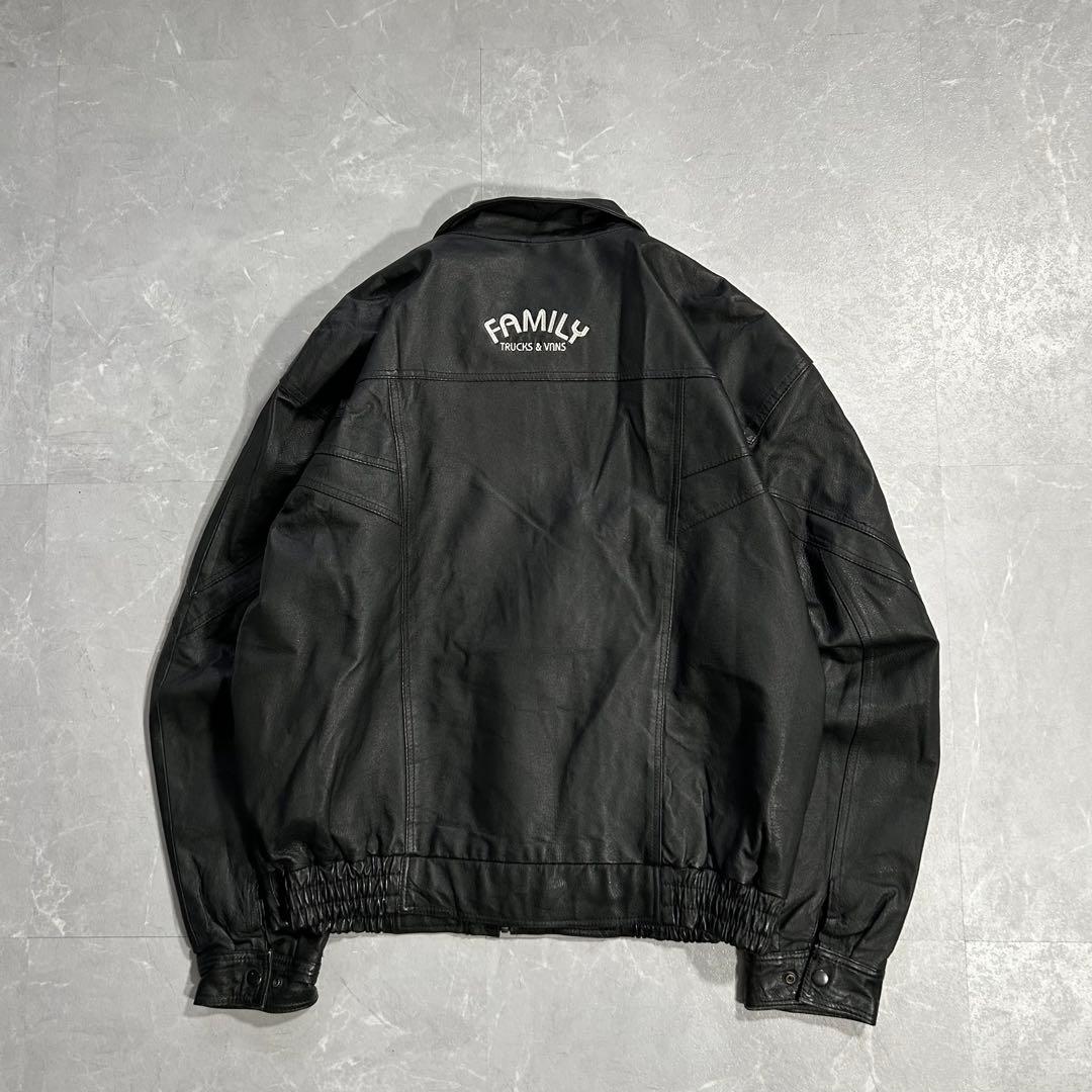 90s OLD レザー ドリズラージャケット スウィングトップ 本革 刺繍 古着