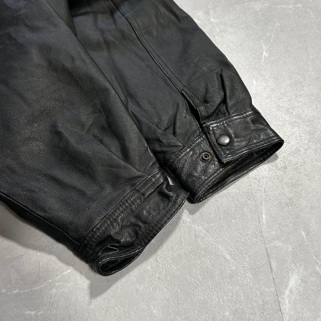 90s OLD レザー ドリズラージャケット スウィングトップ 本革 刺繍 古着