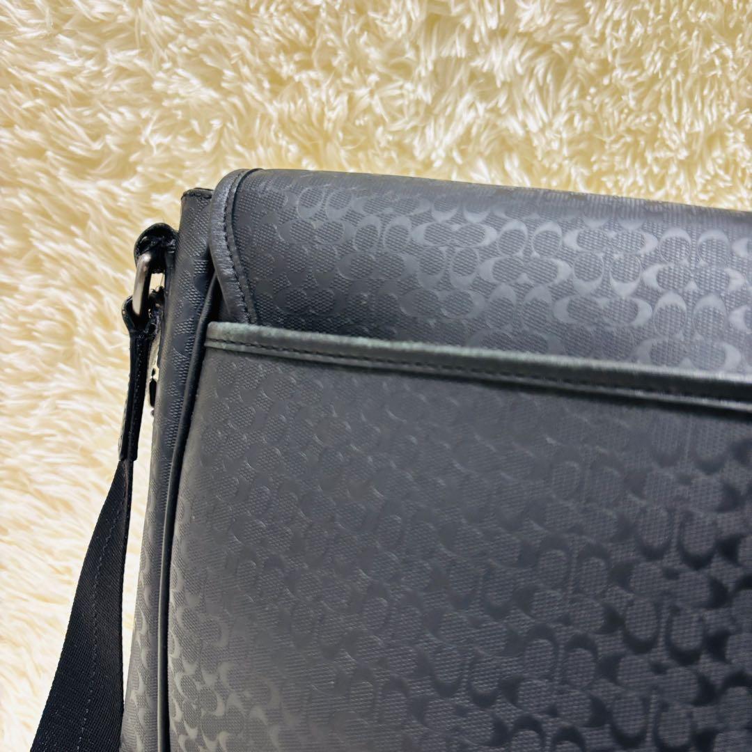 COACH コーチ ヘリテージ シグネチャー メッセンジャーバッグ ブラック