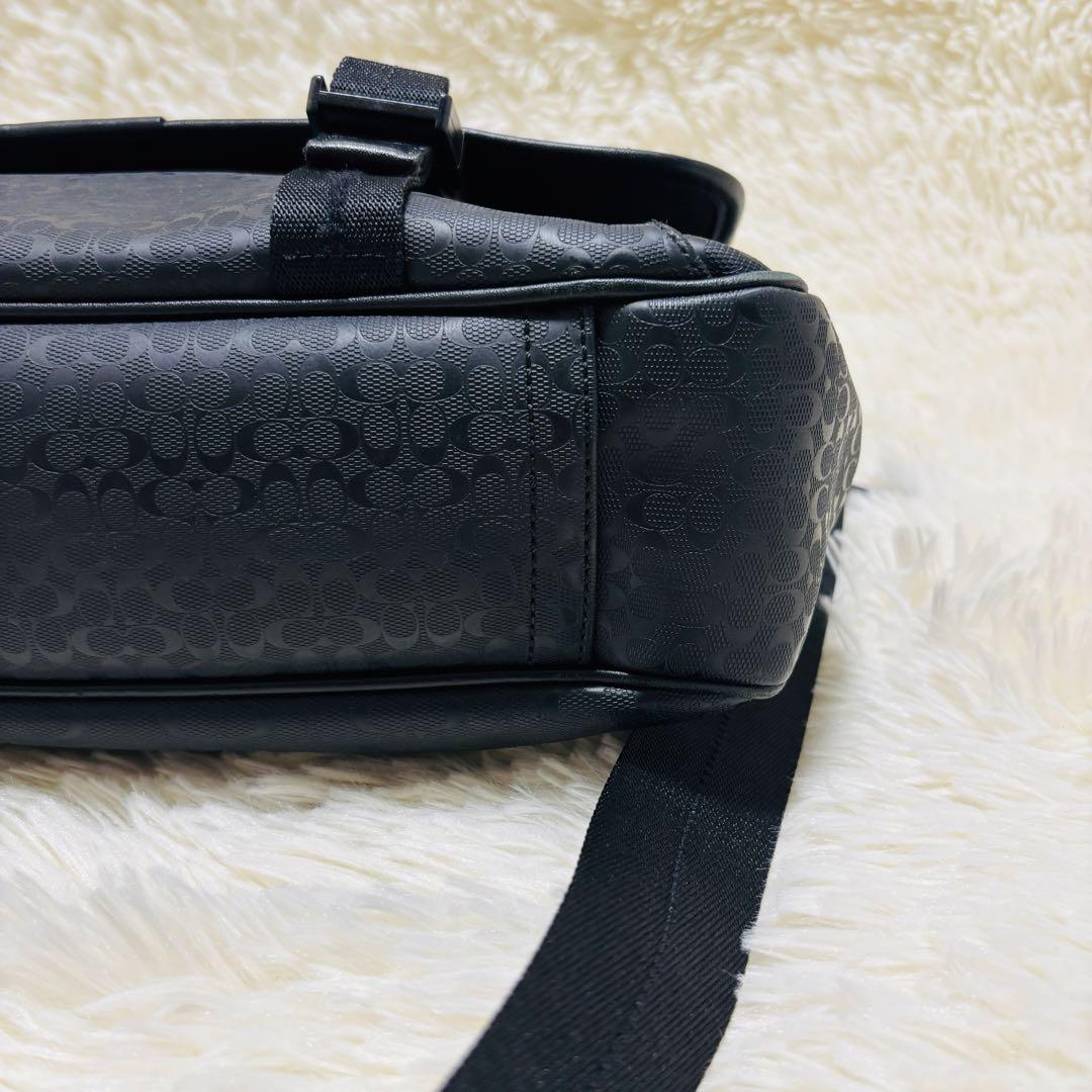 COACH コーチ ヘリテージ シグネチャー メッセンジャーバッグ ブラック