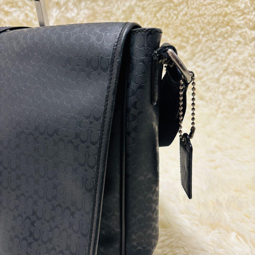 COACH コーチ ヘリテージ シグネチャー メッセンジャーバッグ ブラック