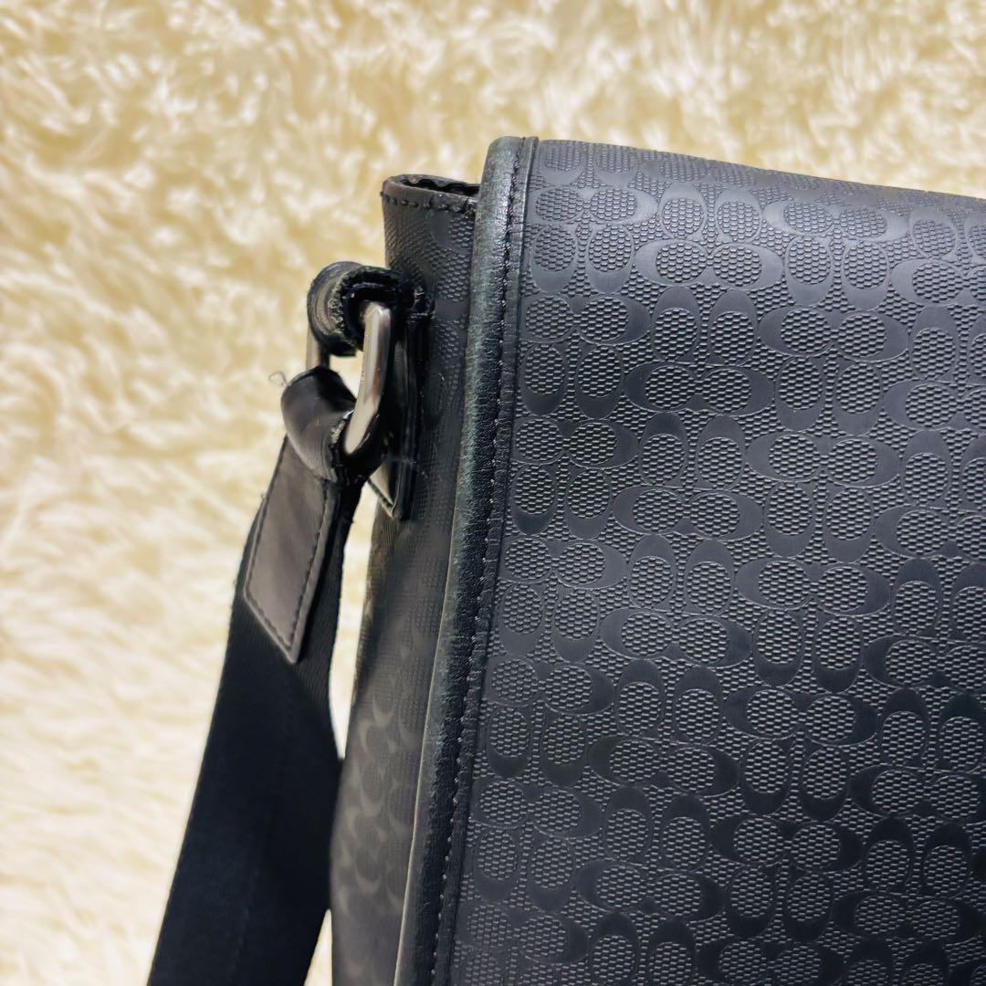 COACH コーチ ヘリテージ シグネチャー メッセンジャーバッグ ブラック