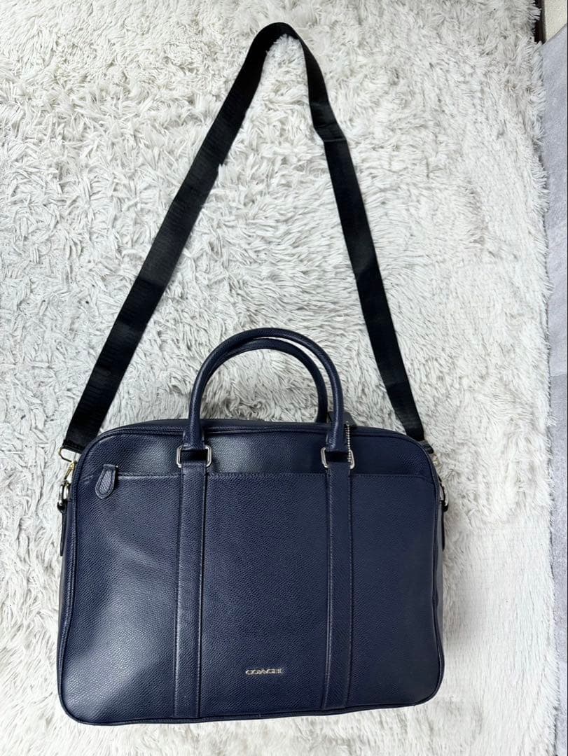 極美品 COACH レザー 2way ビジネスバッグ ダブルファスナー 斜め掛け