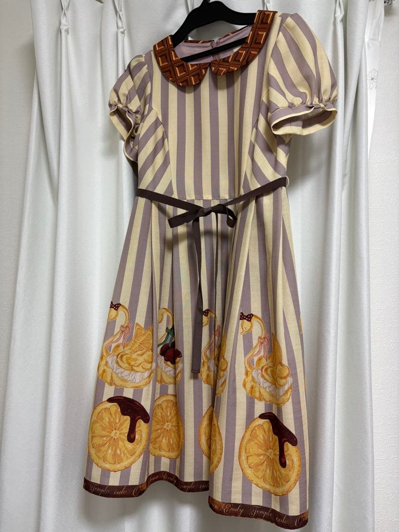 エミリーテンプルキュート　Orangeスワンシューワンピース グレー チョコ柄