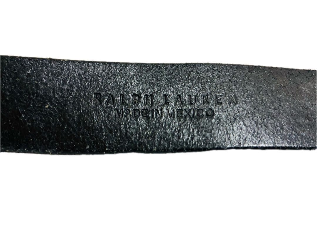 ラルフローレン　レザーベルト　コンチョバックル　カービングレザー　ブラック