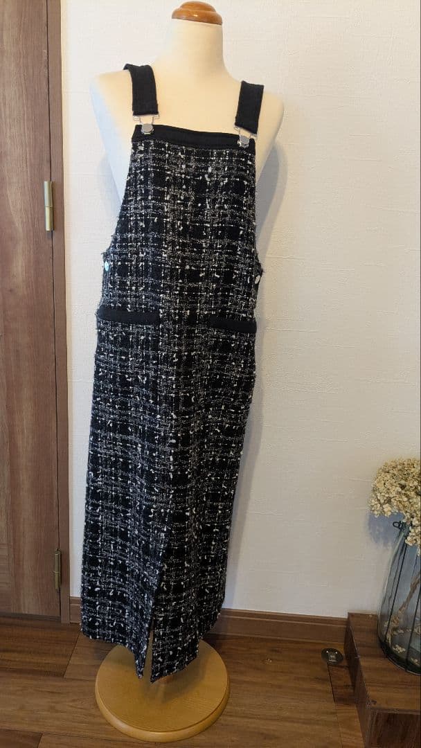 グレースコンチネンタル＊ジャンバースカート＊ロング丈　ツィード素材　ブラック系