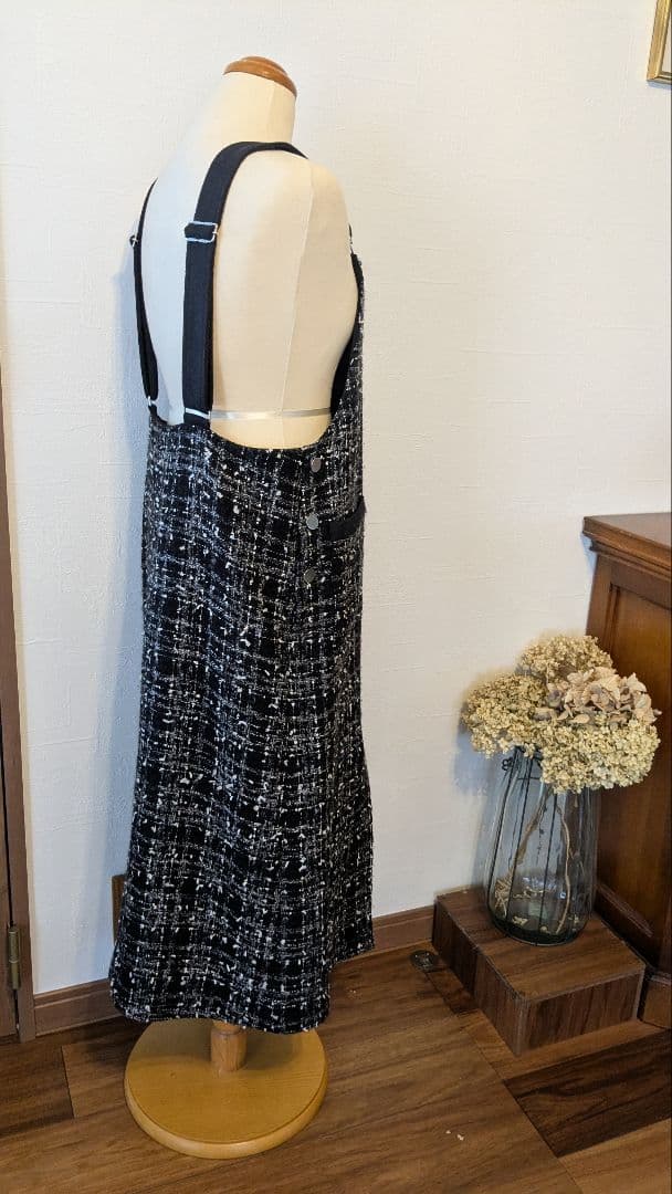 グレースコンチネンタル＊ジャンバースカート＊ロング丈　ツィード素材　ブラック系